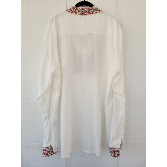 Alina Bradu Womens Size XL Embroidered Top BOHO Peasant Blouse Folk Shirt Floral - Picture 6 of 7
